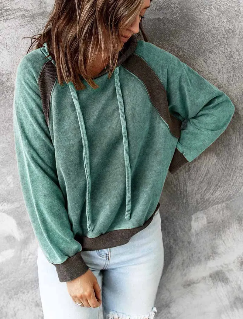 Casual Stitching Top Hoodies Long Sleeve Sweatshirt