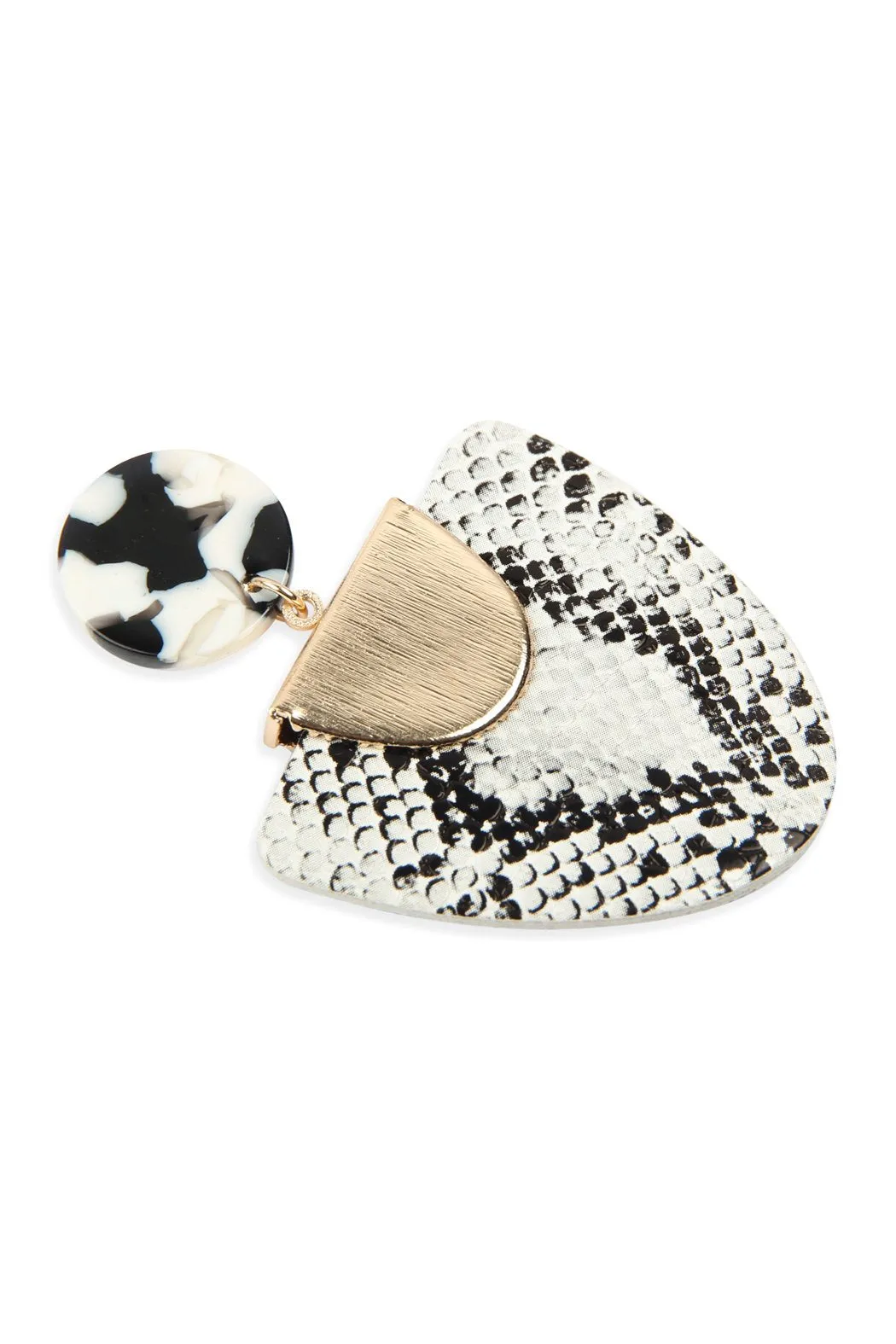 Ce1938 - Snake Skin Fan Shape Leather Acrylic Post Earrings