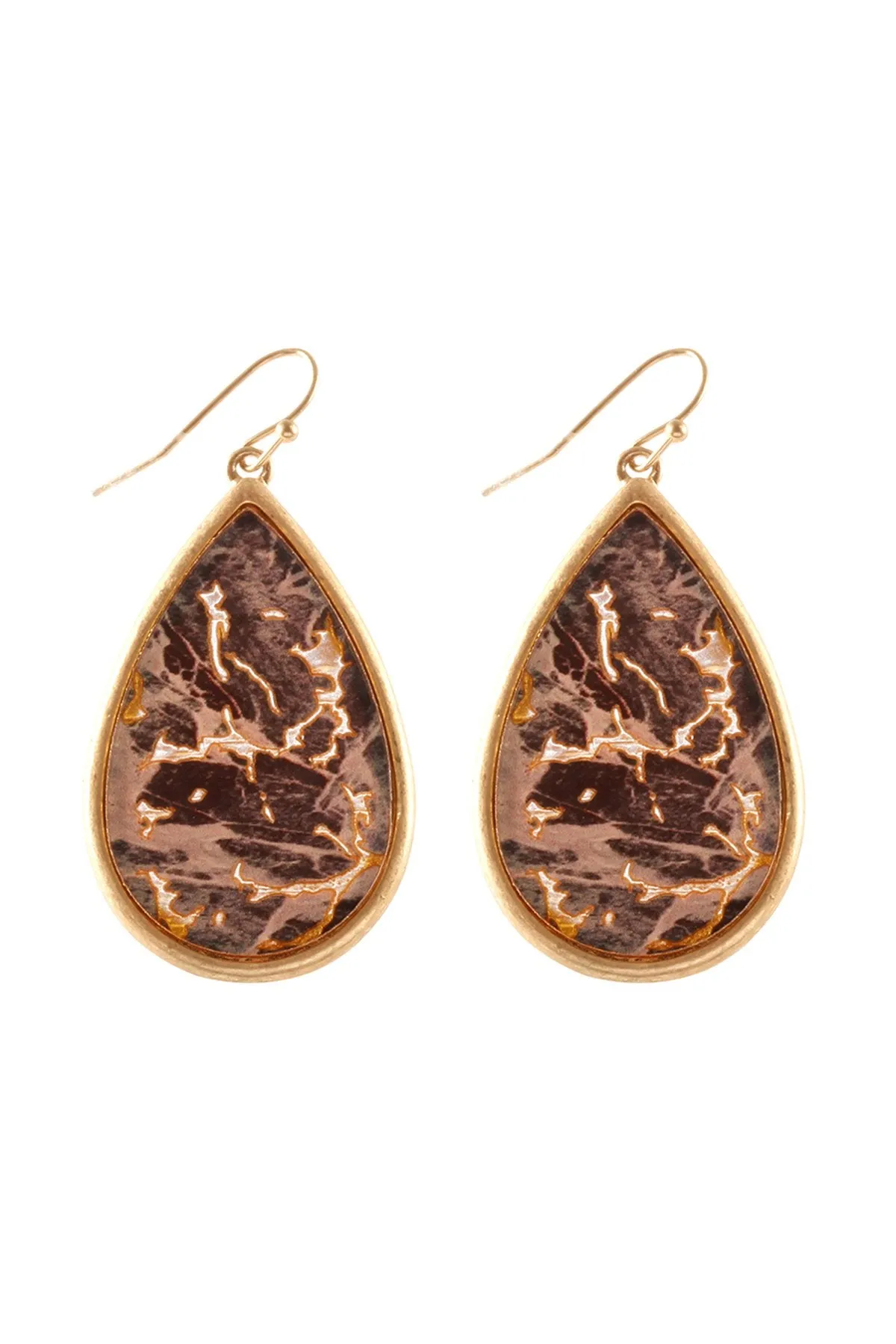 Ce3379 - Semiwood Flake Hook Teardrop Earrings