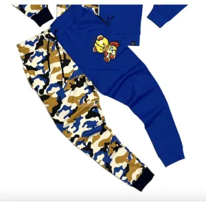 Civilized CAMO BEAR COLOR BLOCK JOGGERS- Blue (CV1331 BLUE)