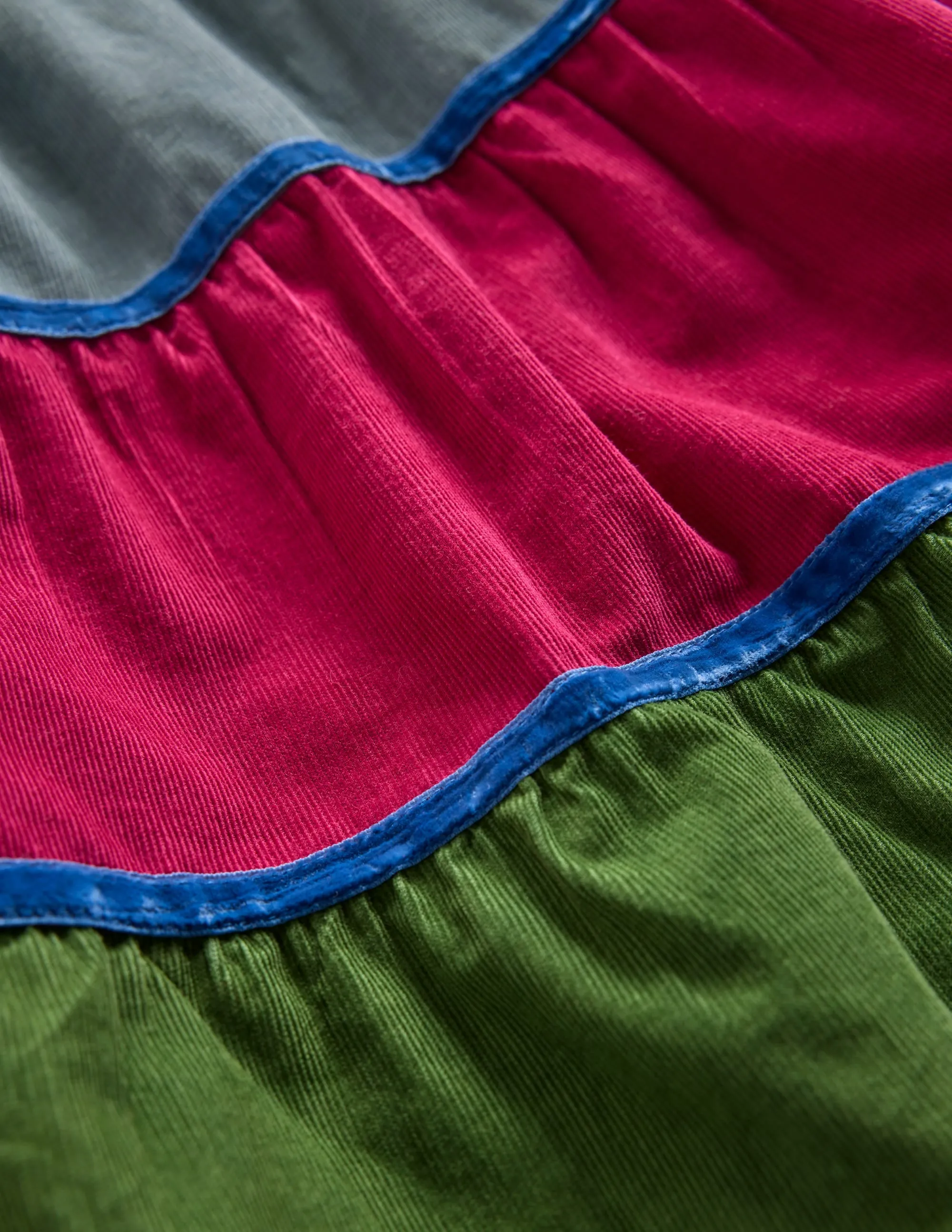 Cord Tiered Twirly Dress-Multi Rainbow
