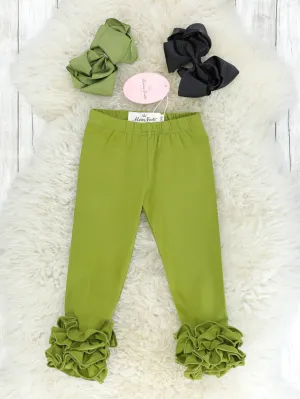 Cotton Icing Ruffle Legging - Olive