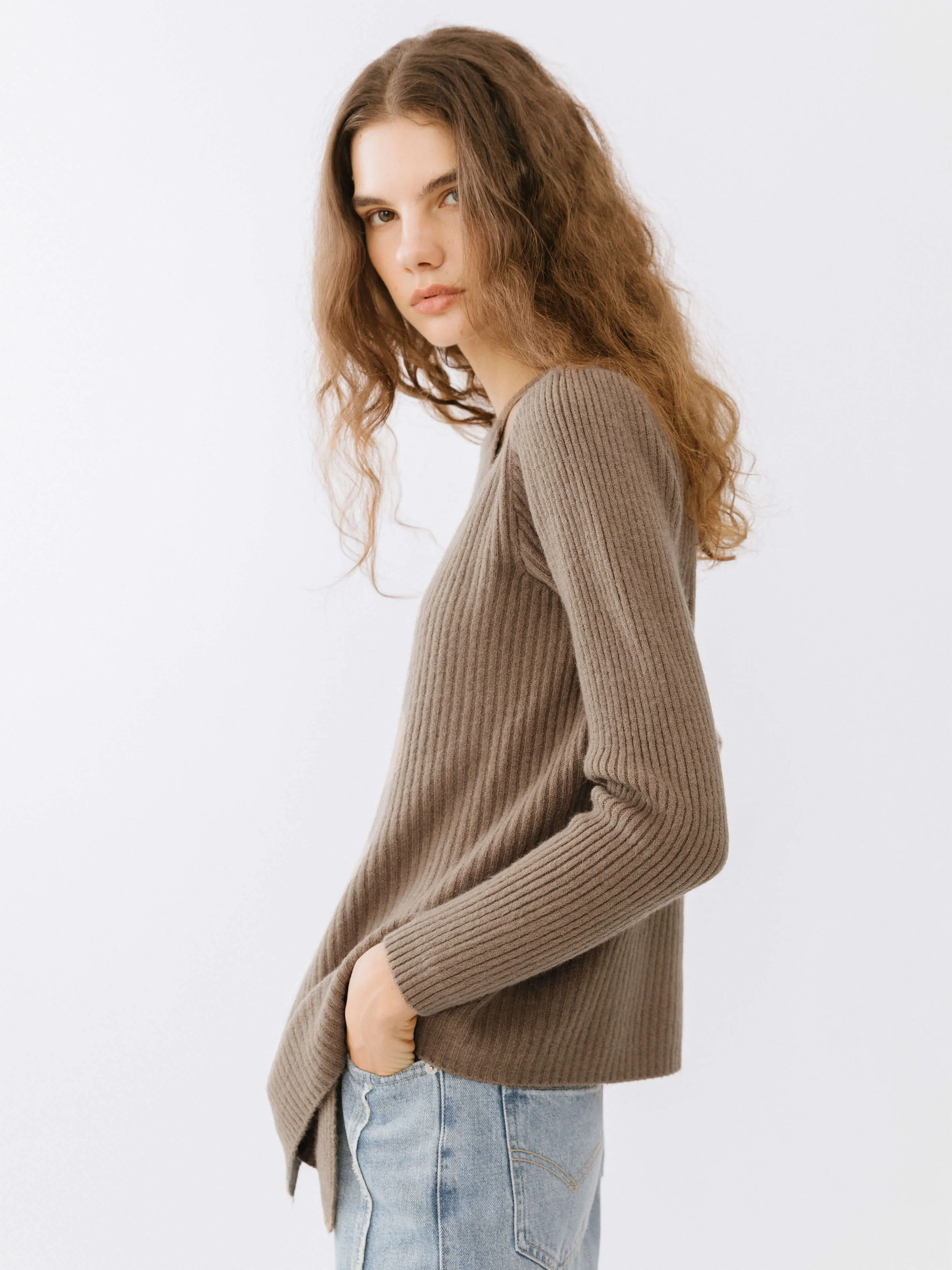 Crossover Ribbed Knit Jumper