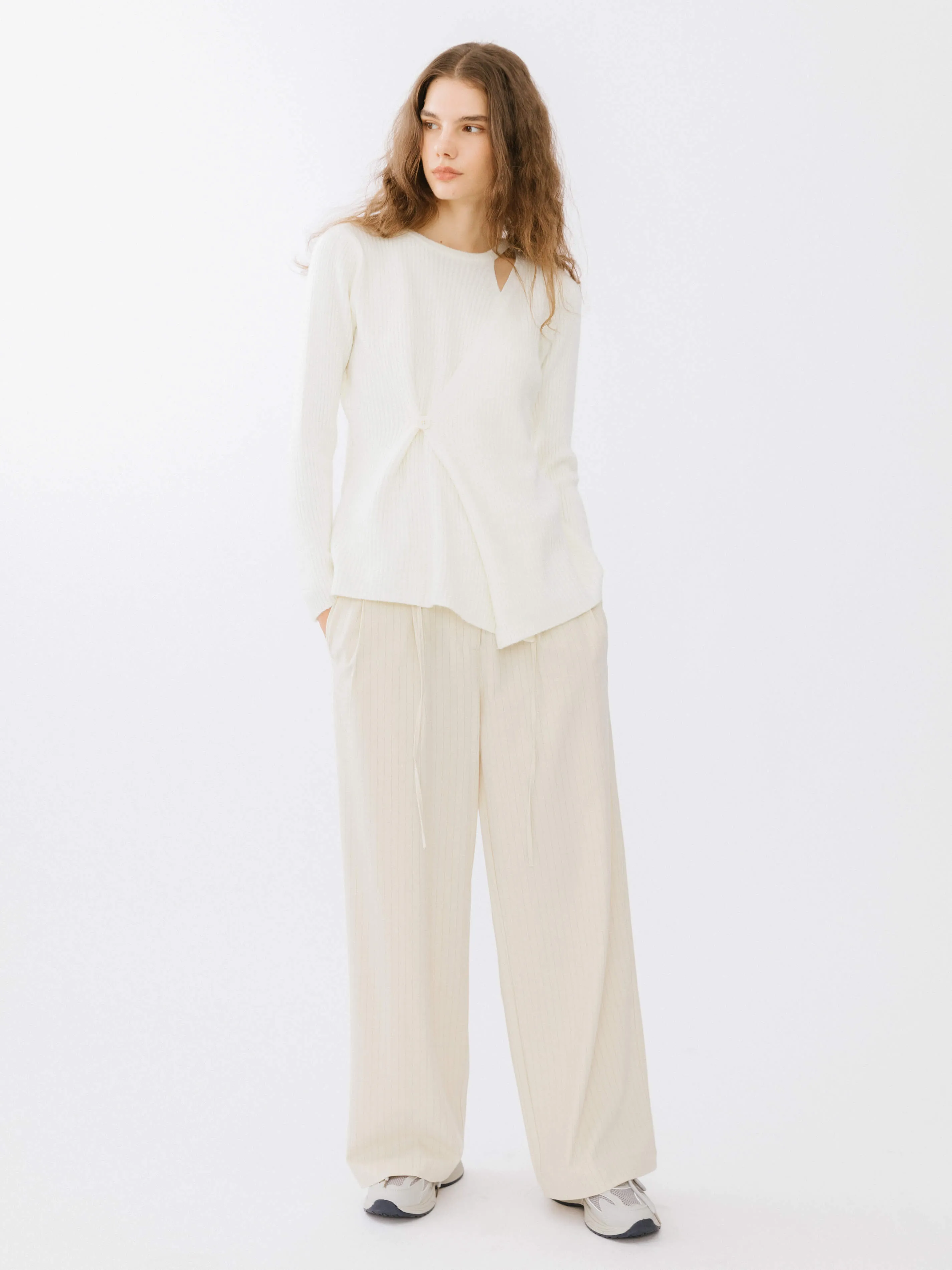 Crossover Ribbed Knit Jumper