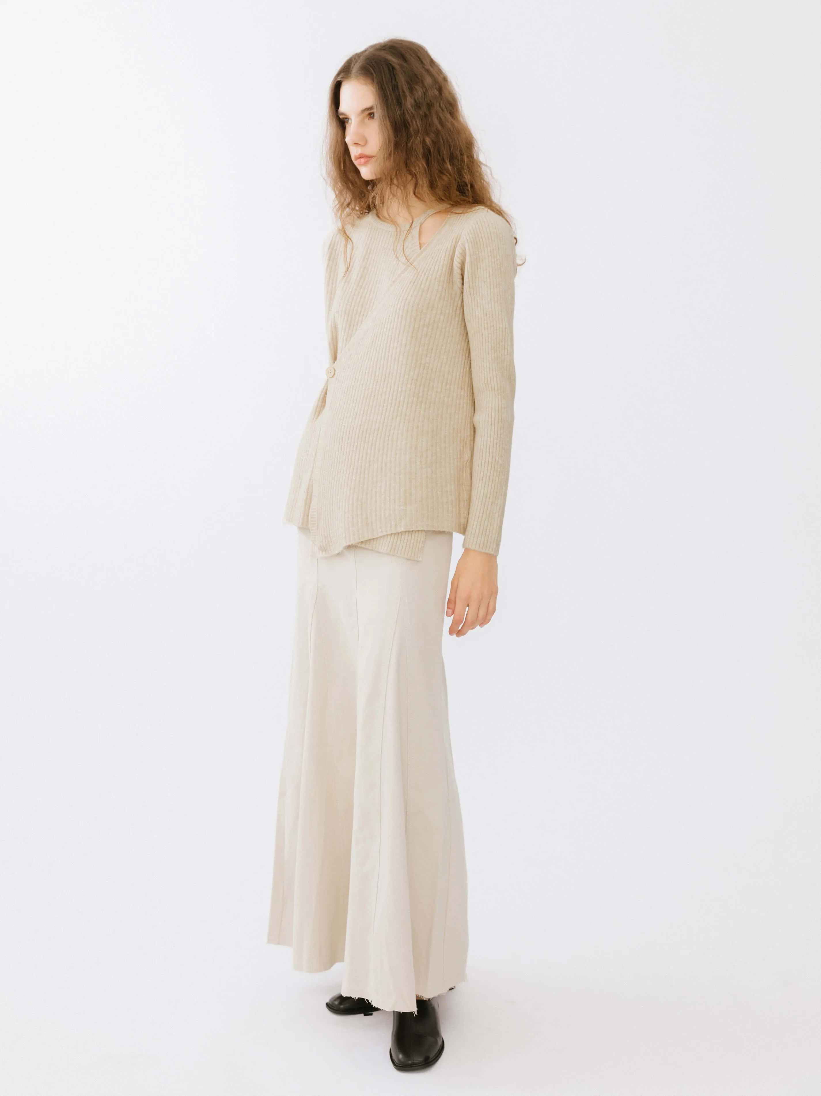 Crossover Ribbed Knit Jumper