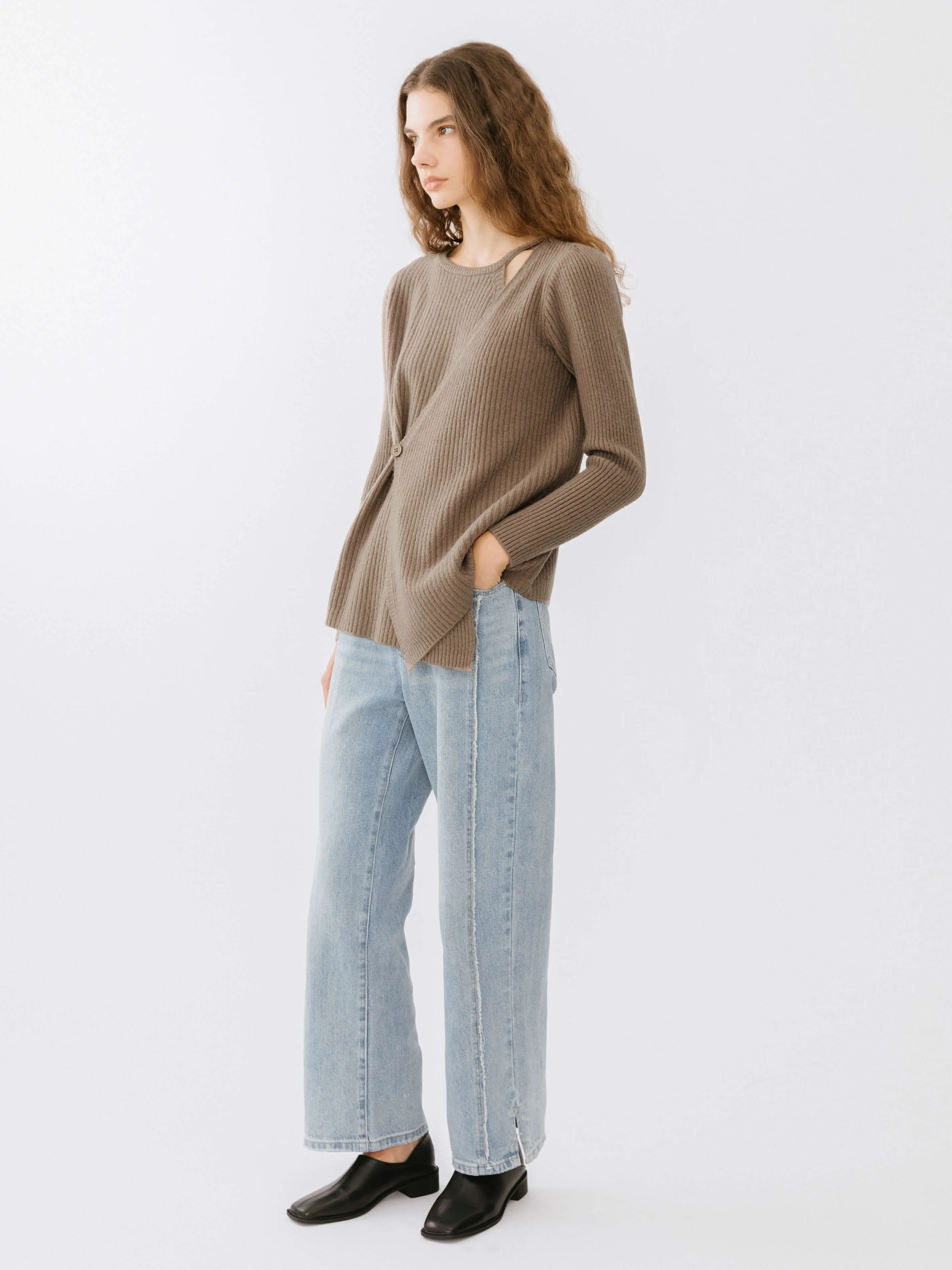 Crossover Ribbed Knit Jumper