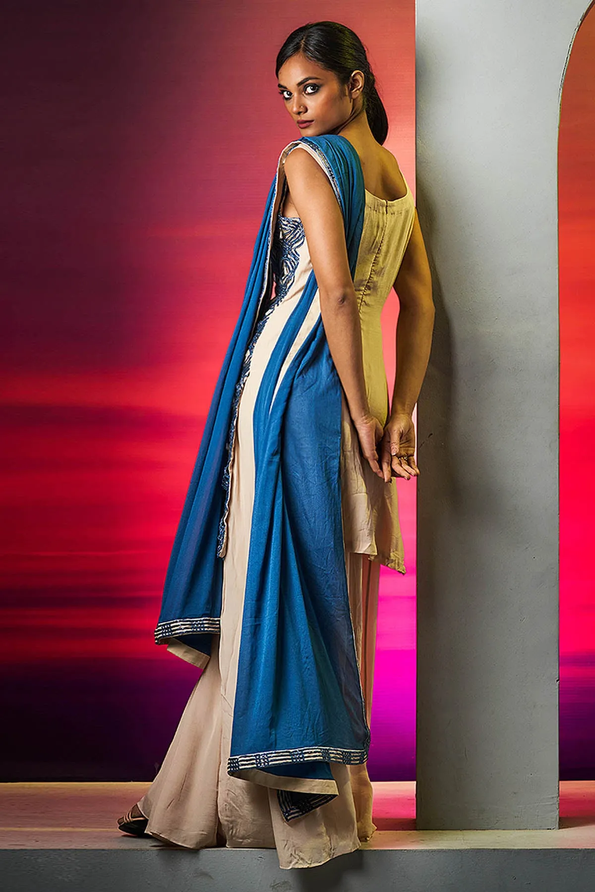 Cutdana & Resham Blue Kurta Set