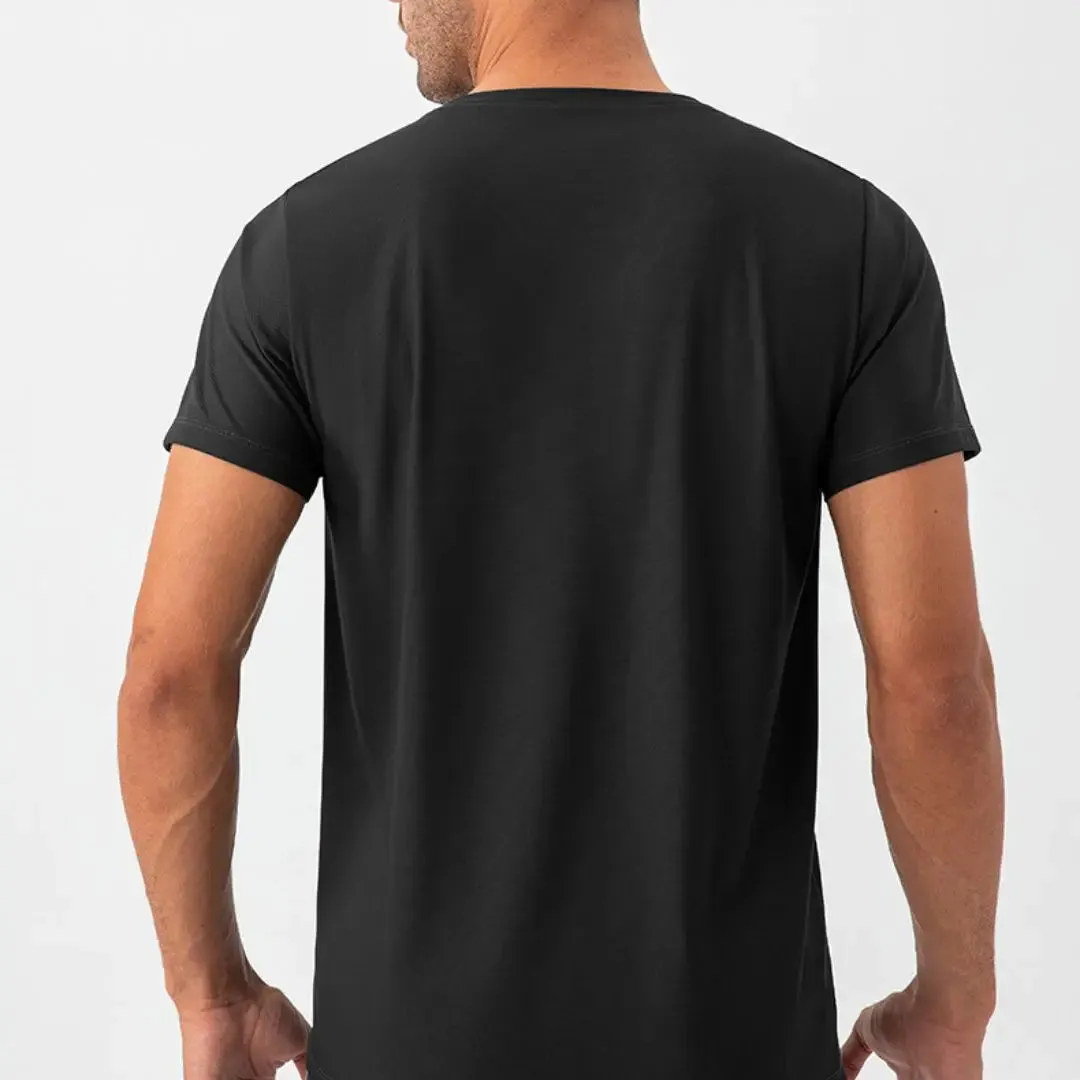 Dark green quick dry material short sleeve t-shirts for men