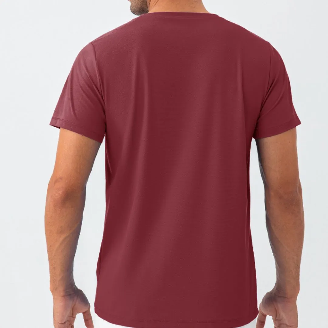 Dark green quick dry material short sleeve t-shirts for men