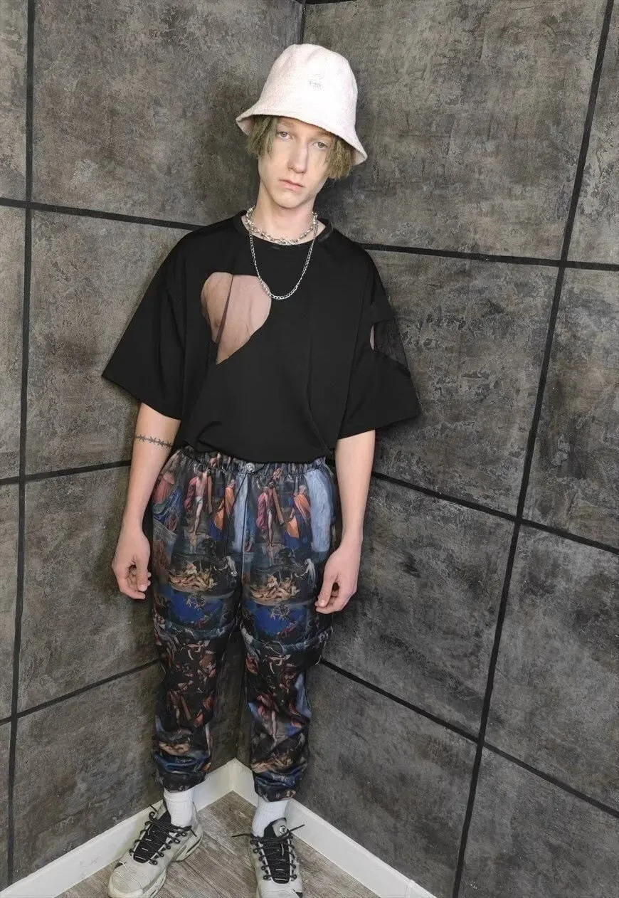 Detachable Baroque joggers handmade shorts religion pants