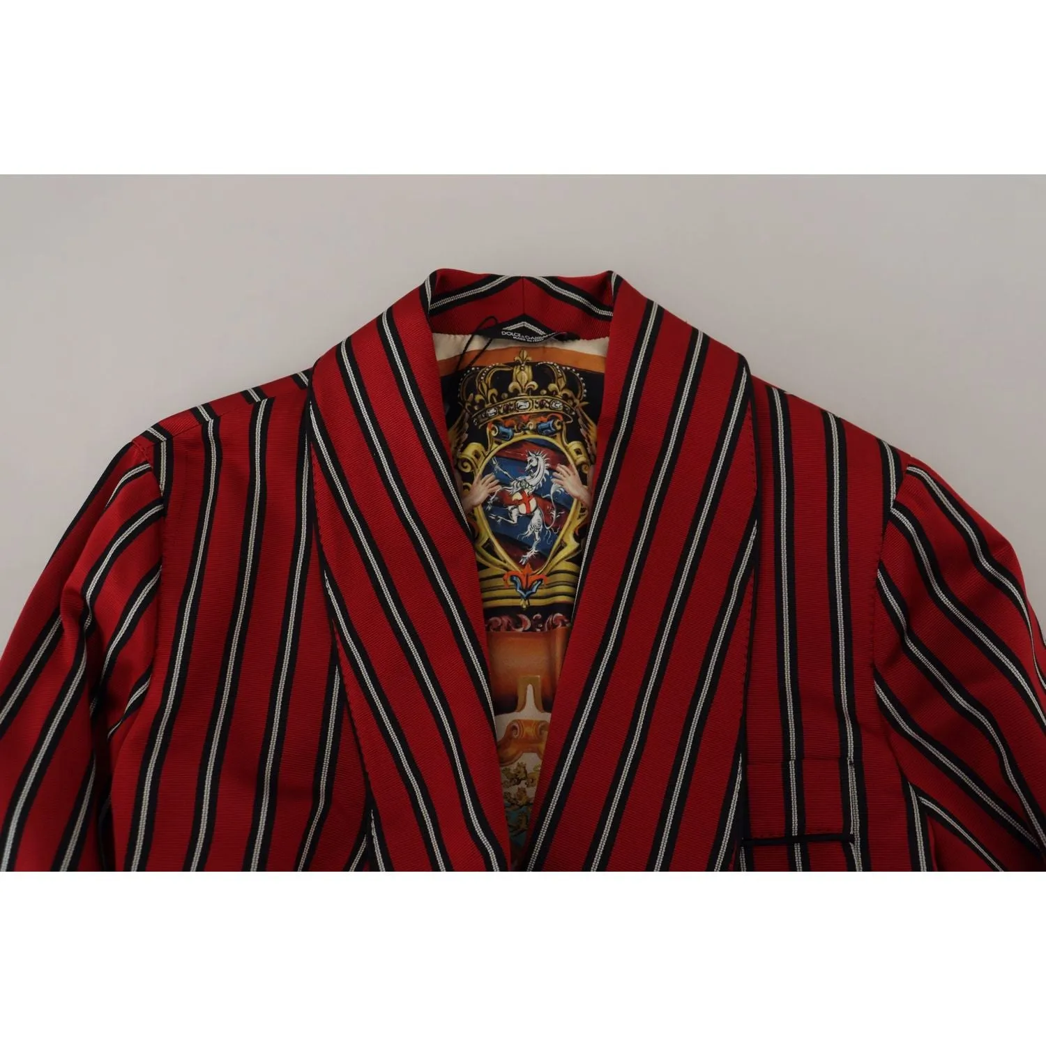 Dolce & Gabbana Elegant Red Striped Long Robe Luxury Wear