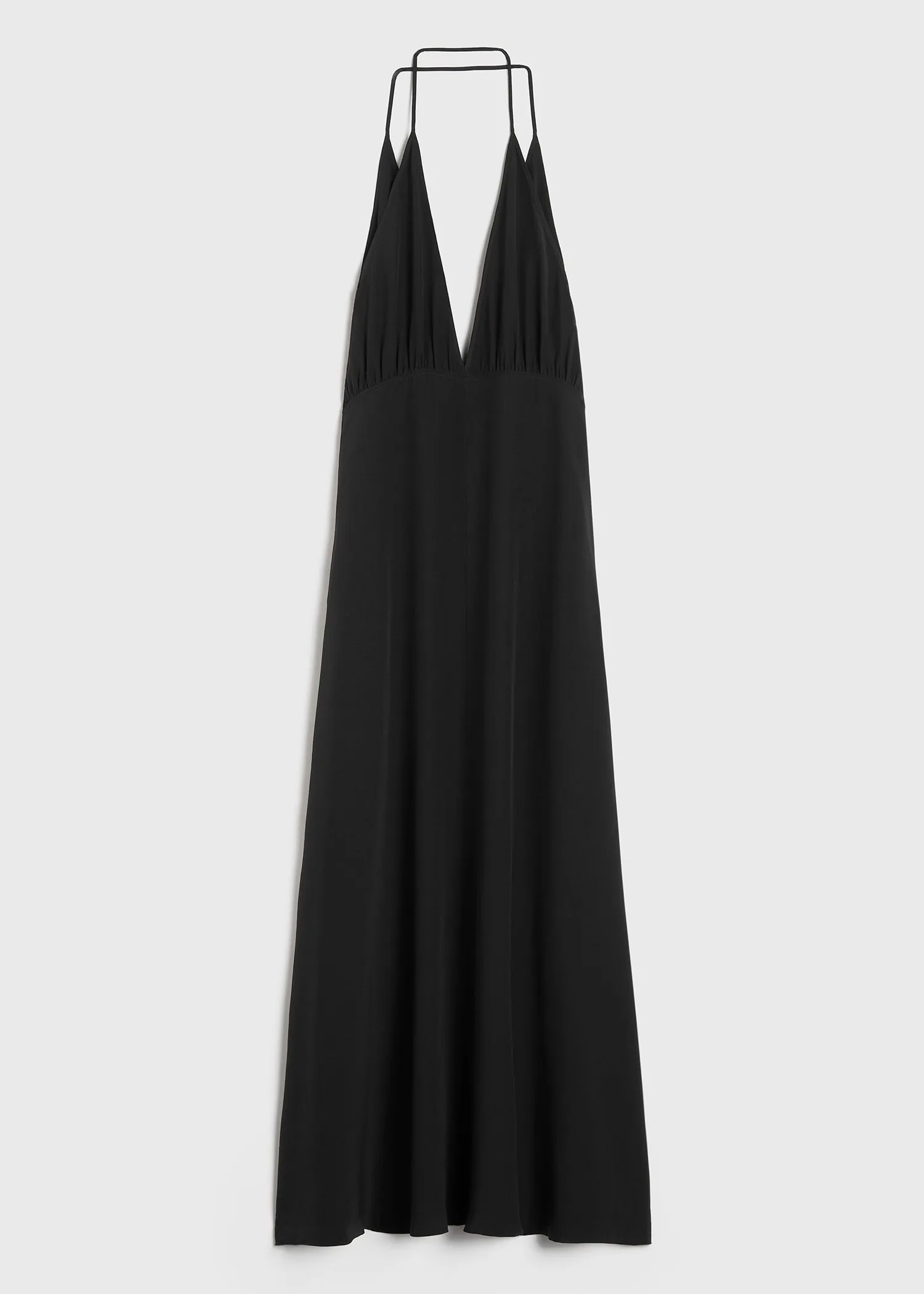 Double-halter silk dress black