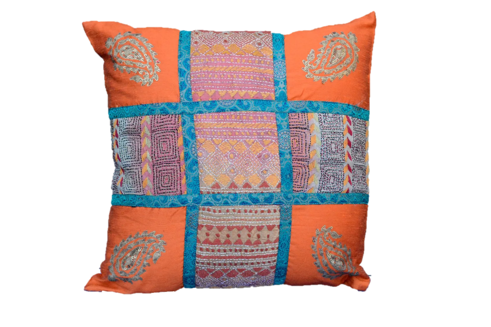 Embroidered Recycled Vintage Zari Kantha Holiday Pillow Case