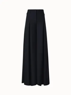Extra Wide Palazzo Wool Gabardine Pants