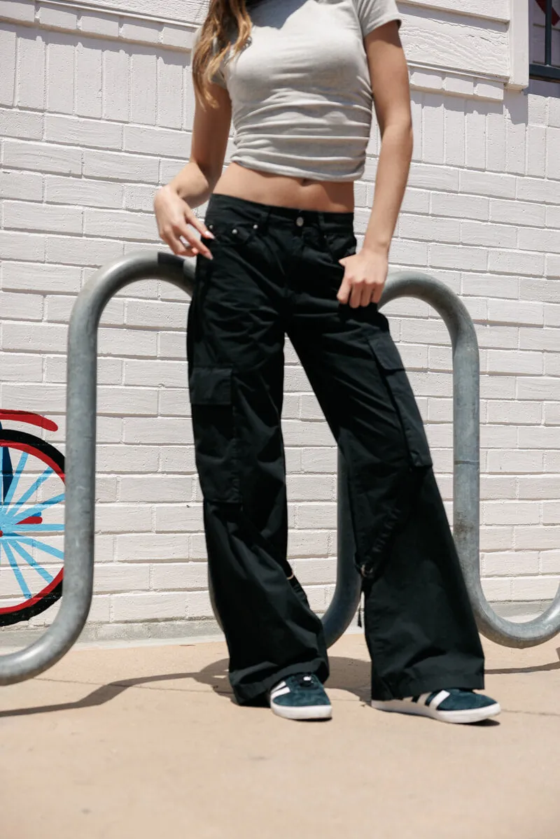 Flare Cargo Pants - Black