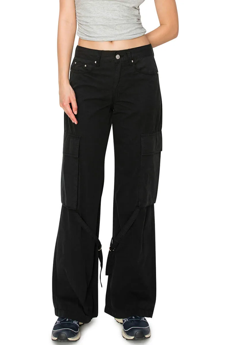 Flare Cargo Pants - Black