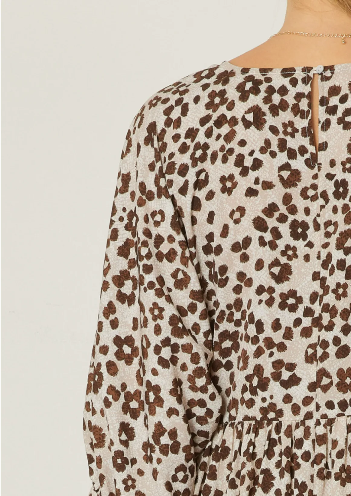 floral print v-neck tiered mini dress - taupe