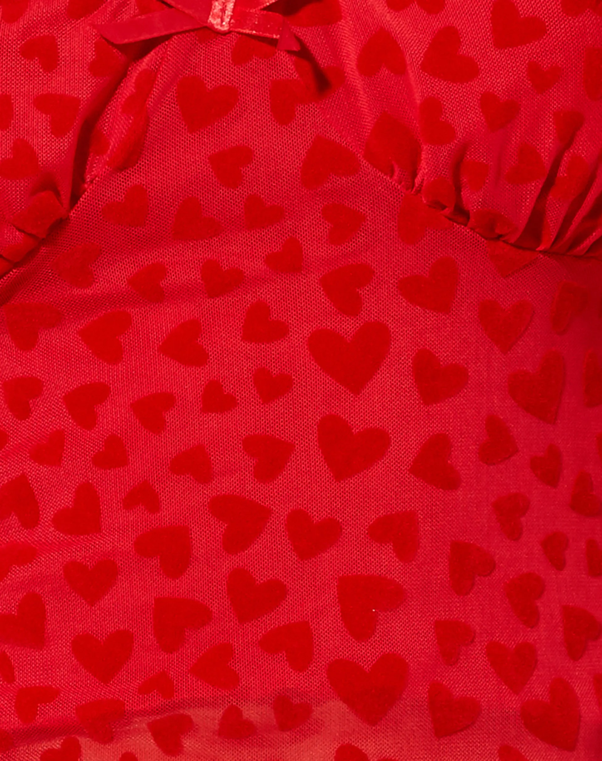 Glasty Crop Top in Red Mesh Red Heart Flock