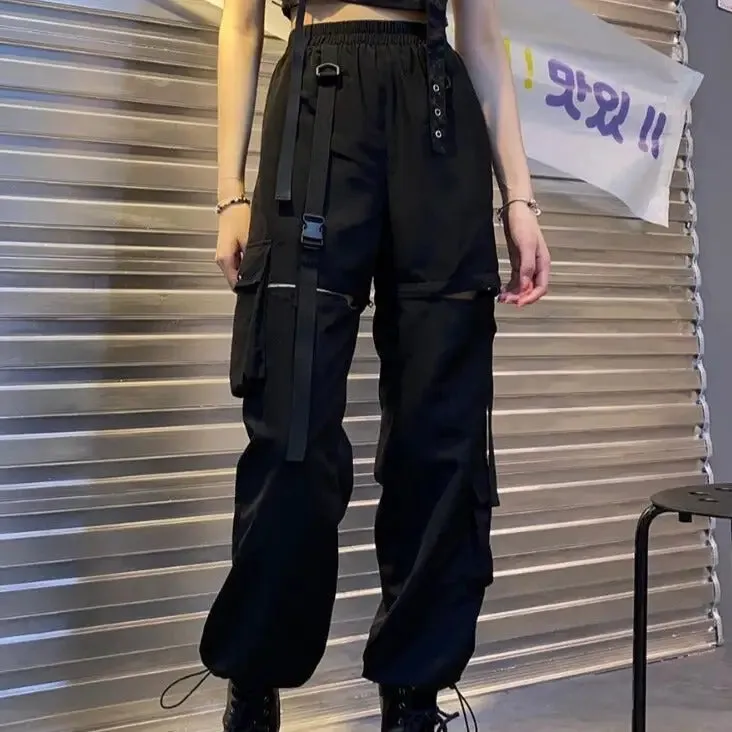 Gothic Detachable Hollow Out Cargo Pants