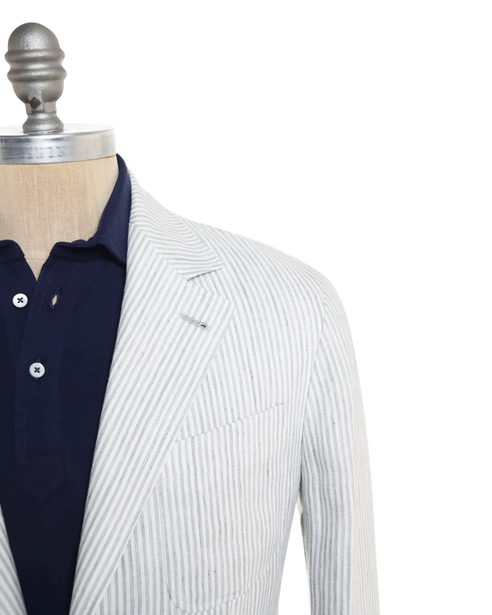 Grey and White Striped Linen Sportcoat