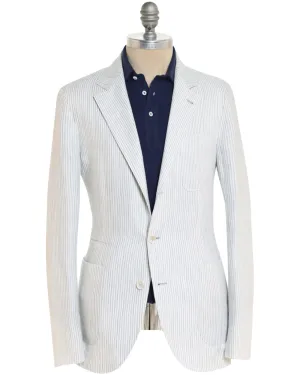 Grey and White Striped Linen Sportcoat