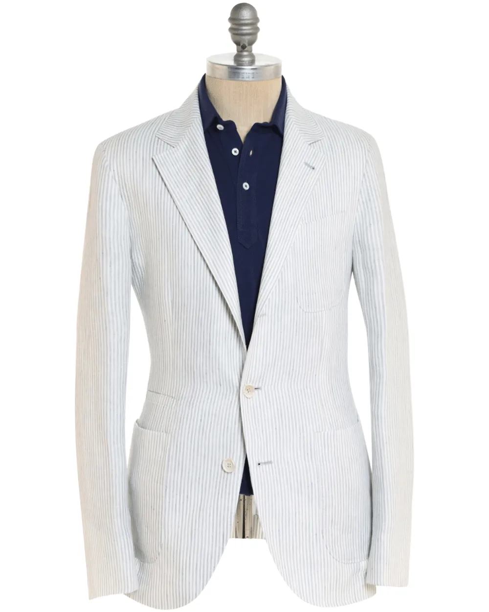 Grey and White Striped Linen Sportcoat