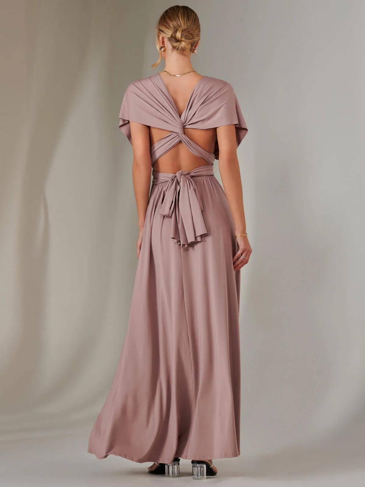 Halter Neck Maxi Bridesmaid Dress, Dusty Pink