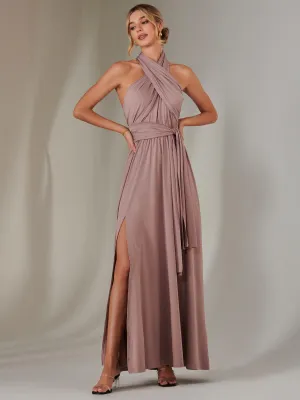 Halter Neck Maxi Bridesmaid Dress, Dusty Pink