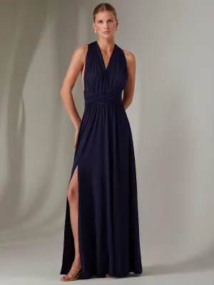 Halter Neck Maxi Bridesmaid Dress, Navy