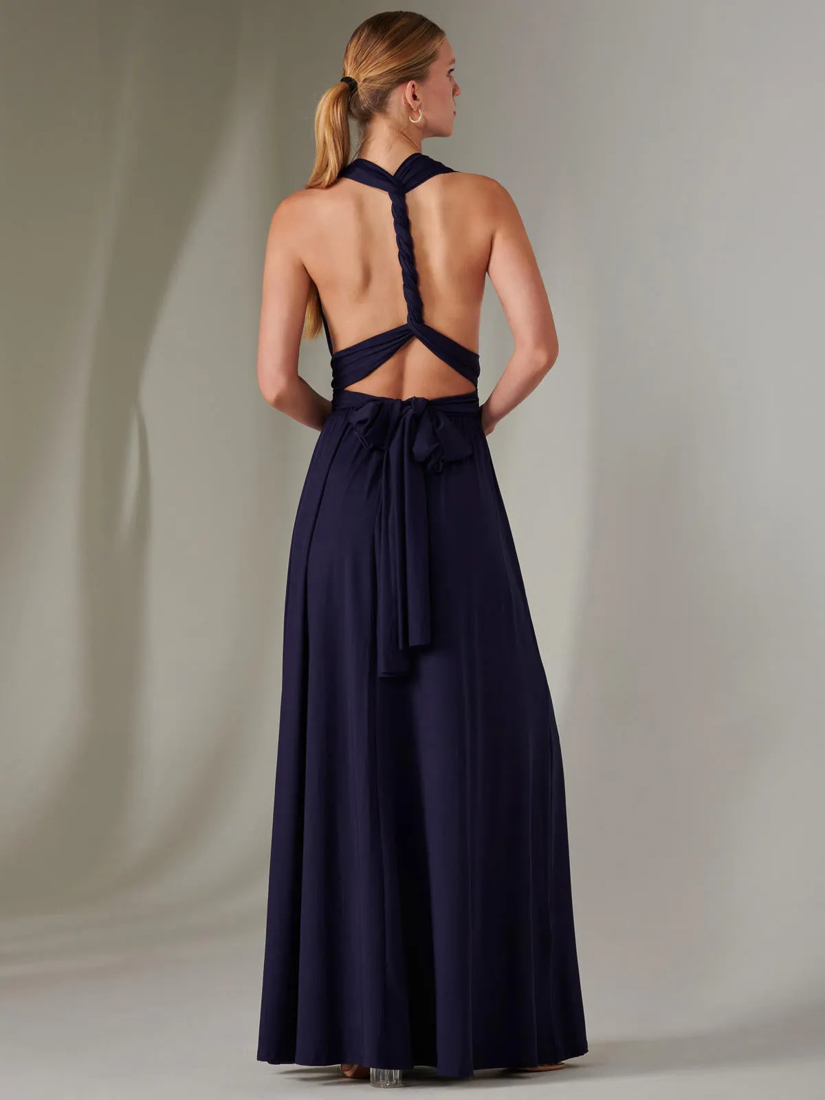 Halter Neck Maxi Bridesmaid Dress, Navy
