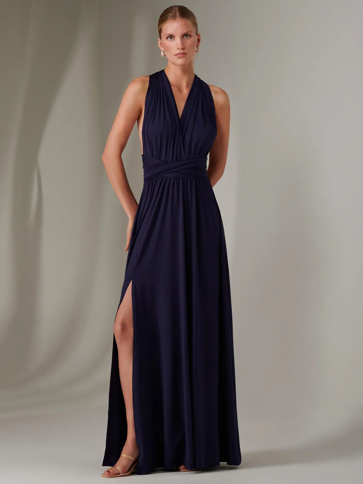 Halter Neck Maxi Bridesmaid Dress, Navy