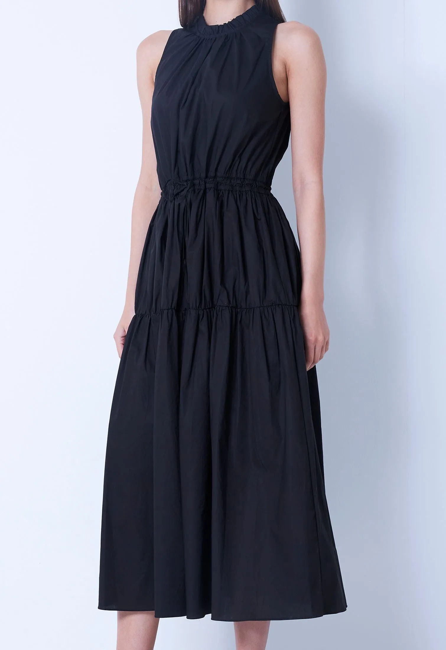 Halter Tiered Tie-Front Dress