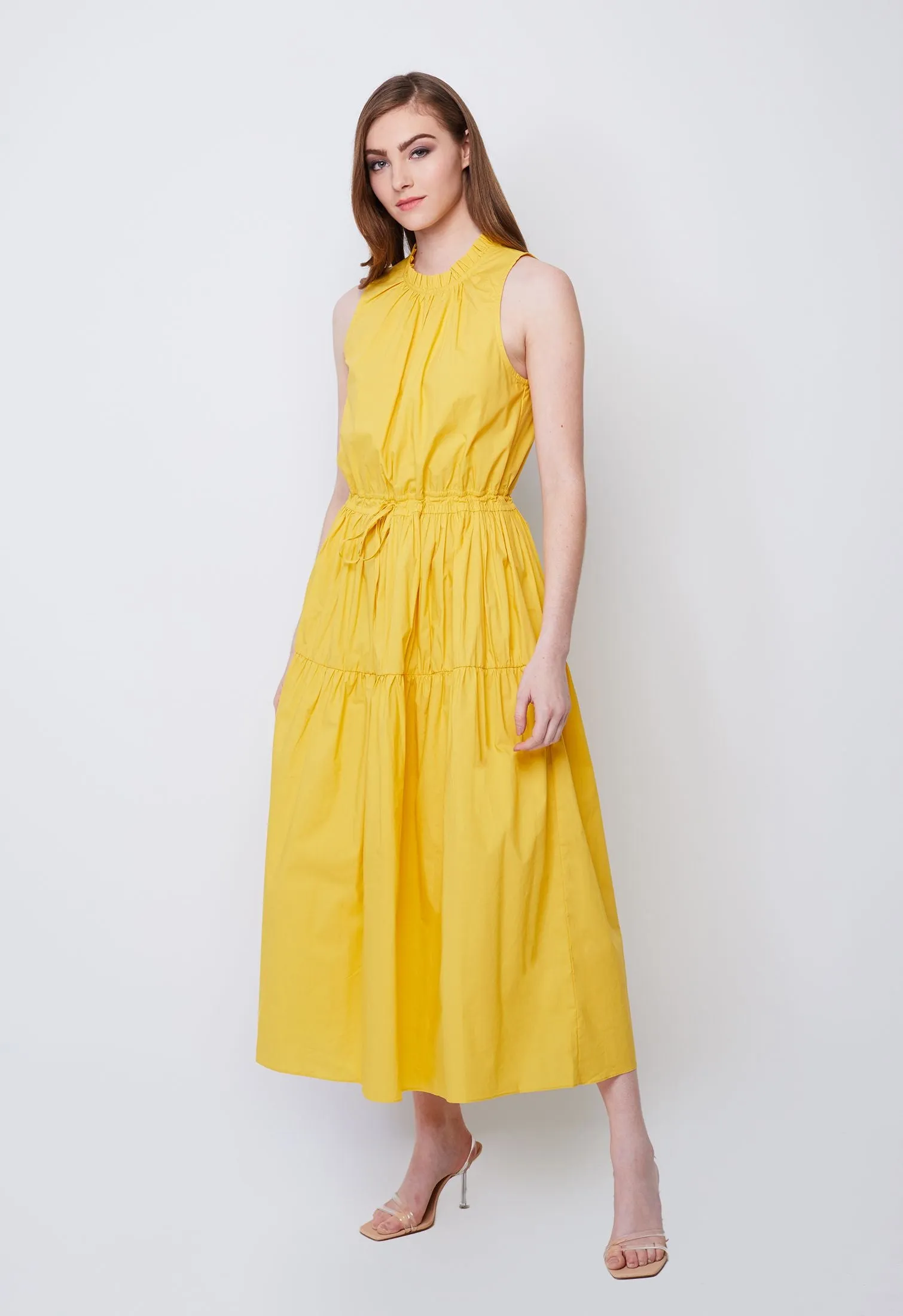 Halter Tiered Tie-Front Dress