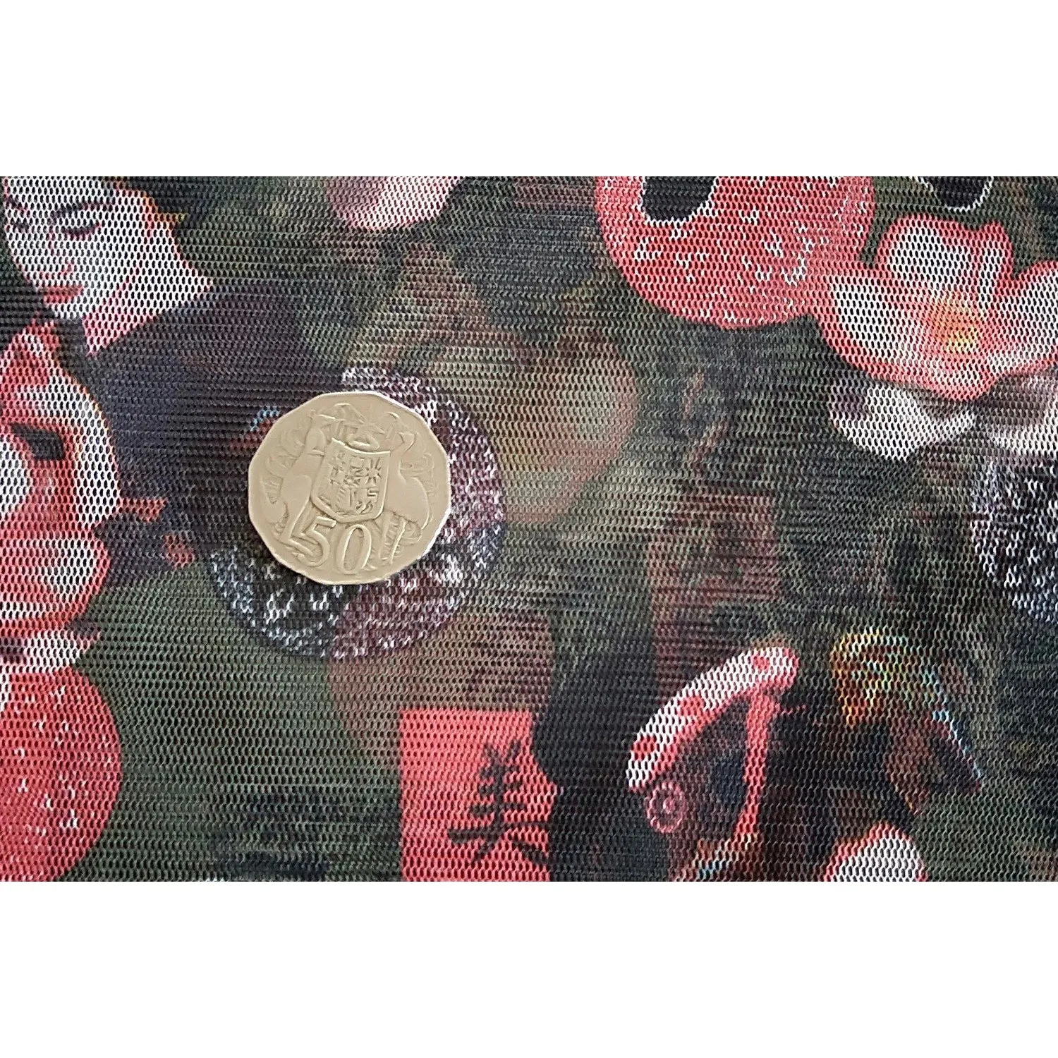 Japanese design printed stretch netting - sold by 1/2mtr