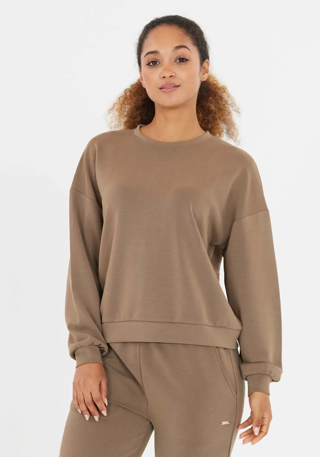 Jillnana Sweatshirt With Crew Neck - Walnut