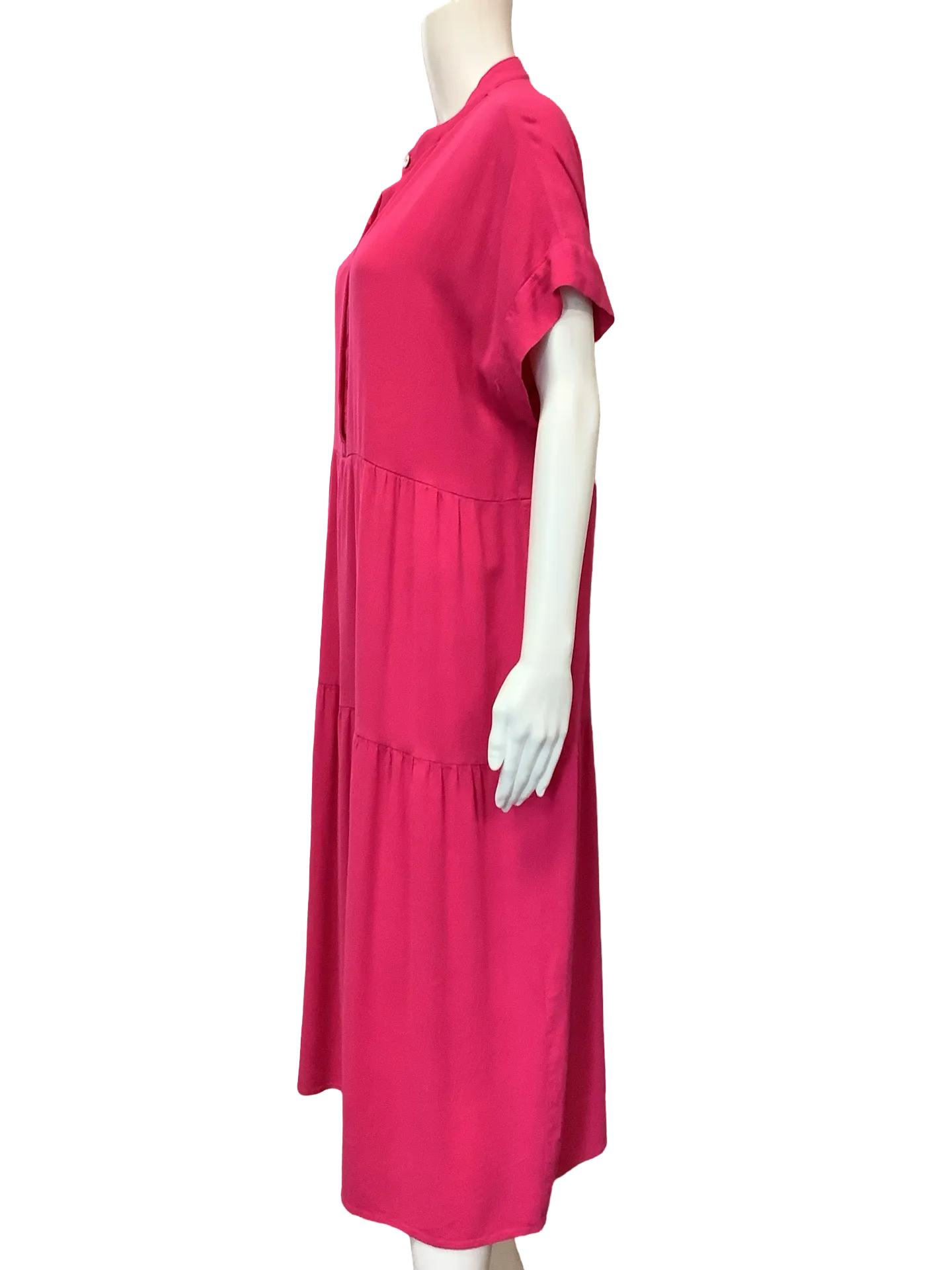 Joseph Ribkoff Dress Tiered Maxi Short Sleeve Pink Size 12