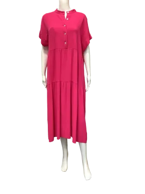 Joseph Ribkoff Dress Tiered Maxi Short Sleeve Pink Size 12