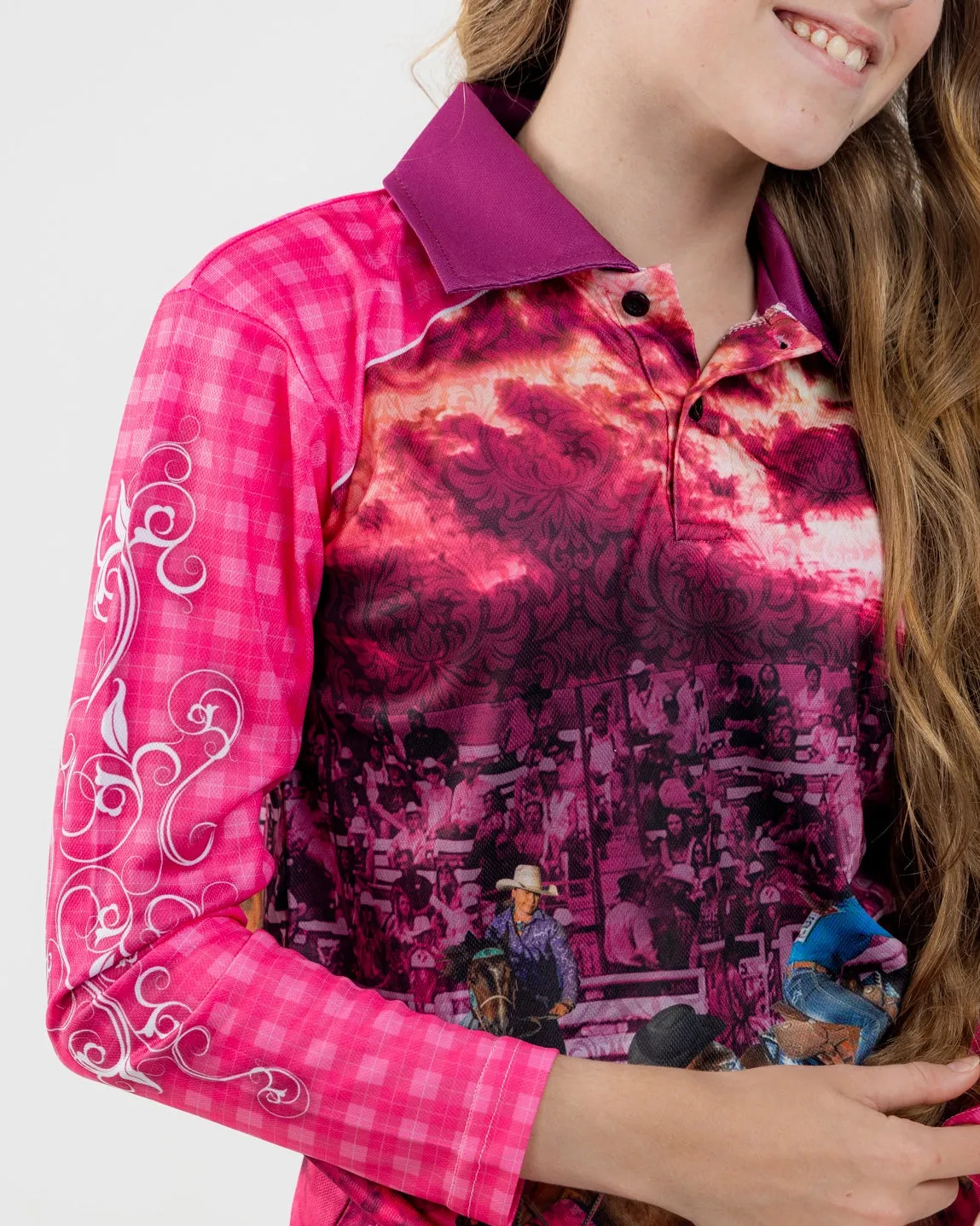 Kids Cowgirl Pink Fishing Shirt - Quick Dry & UV Rated
