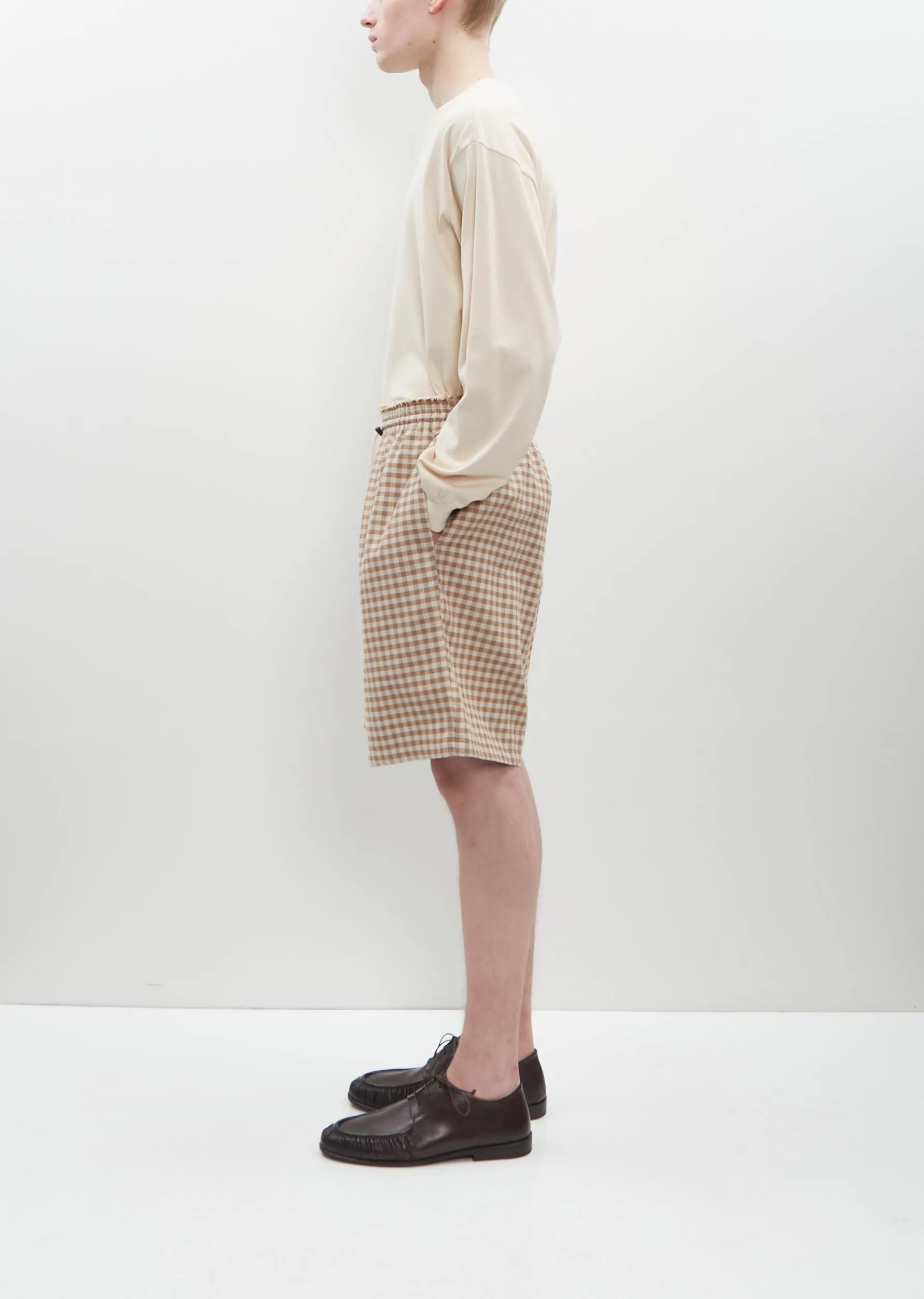 Knee Shorts — Brown Check