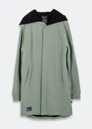 Konus Men's Sherpa Lined Long Hoodie in Olive