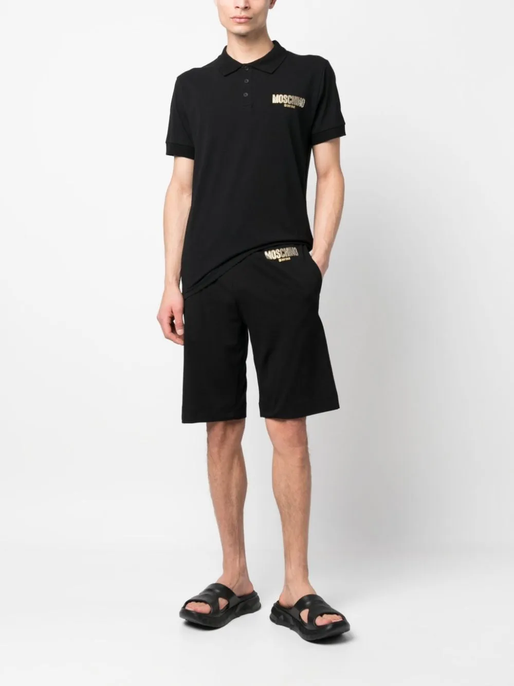 Logo-Print Rhinestone-Embellished Track Shorts