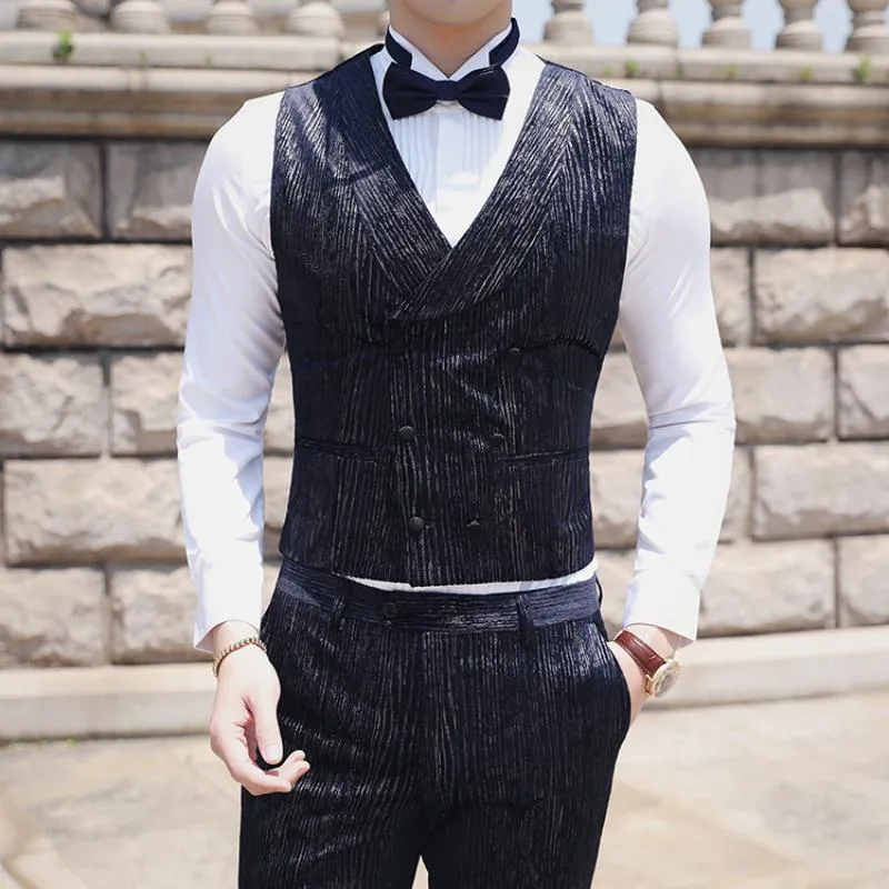 Men's Autumn Casual Striped Suit | Blazer & Vest & Pants