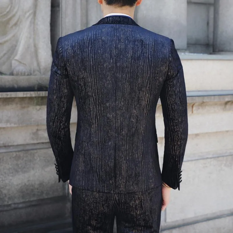Men's Autumn Casual Striped Suit | Blazer & Vest & Pants