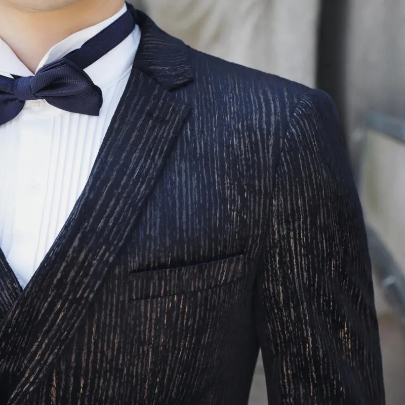 Men's Autumn Casual Striped Suit | Blazer & Vest & Pants