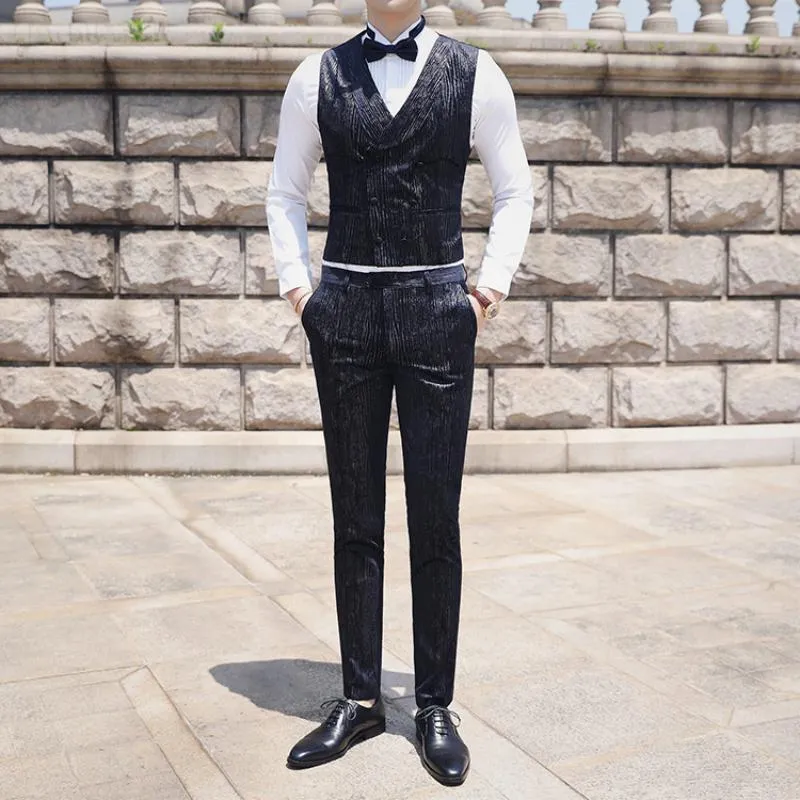 Men's Autumn Casual Striped Suit | Blazer & Vest & Pants