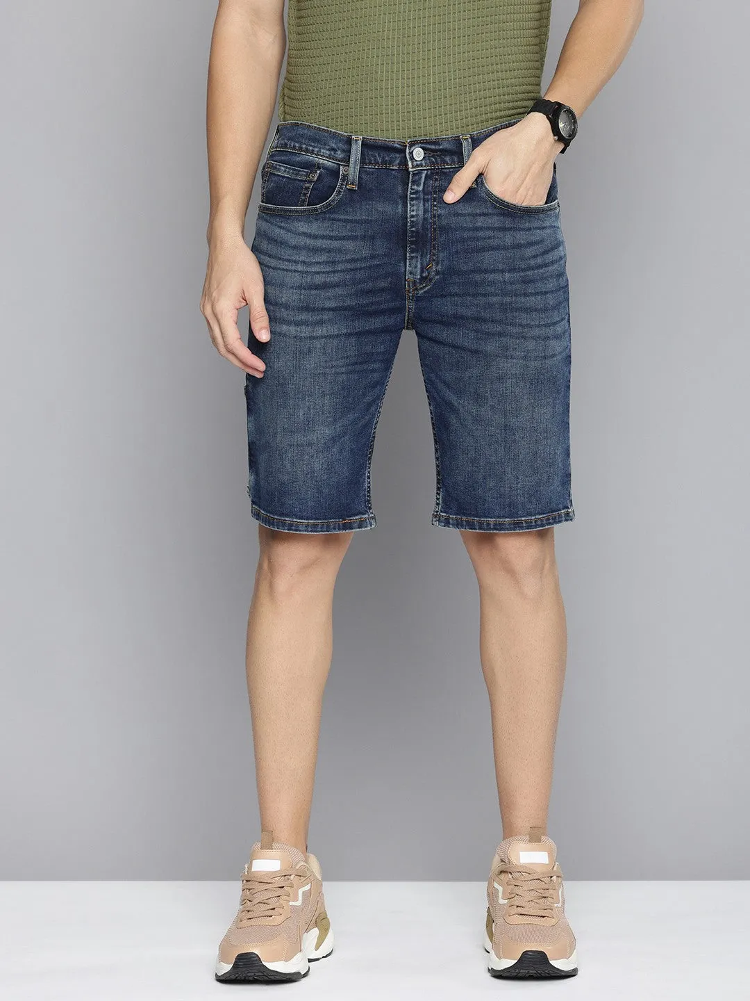 Men's Blue Regular Fit Denim Shorts