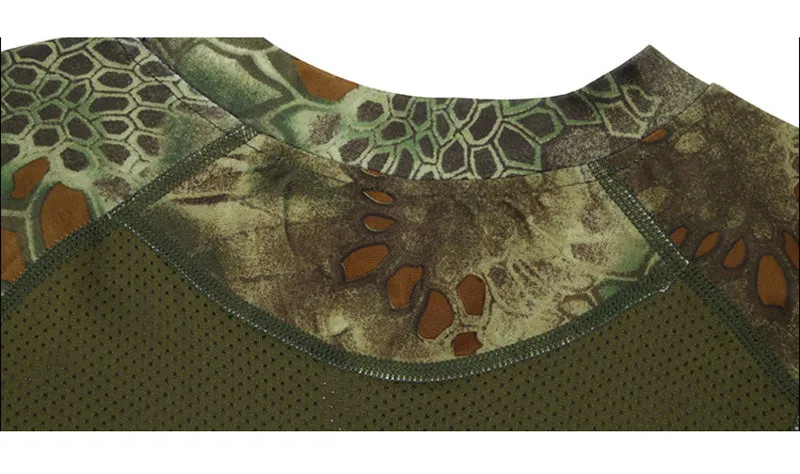 Mens Camo Long Sleeve Quick Dry Tactical T-shirt