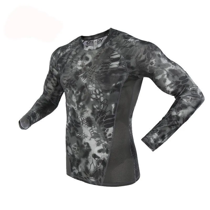 Mens Camo Long Sleeve Quick Dry Tactical T-shirt