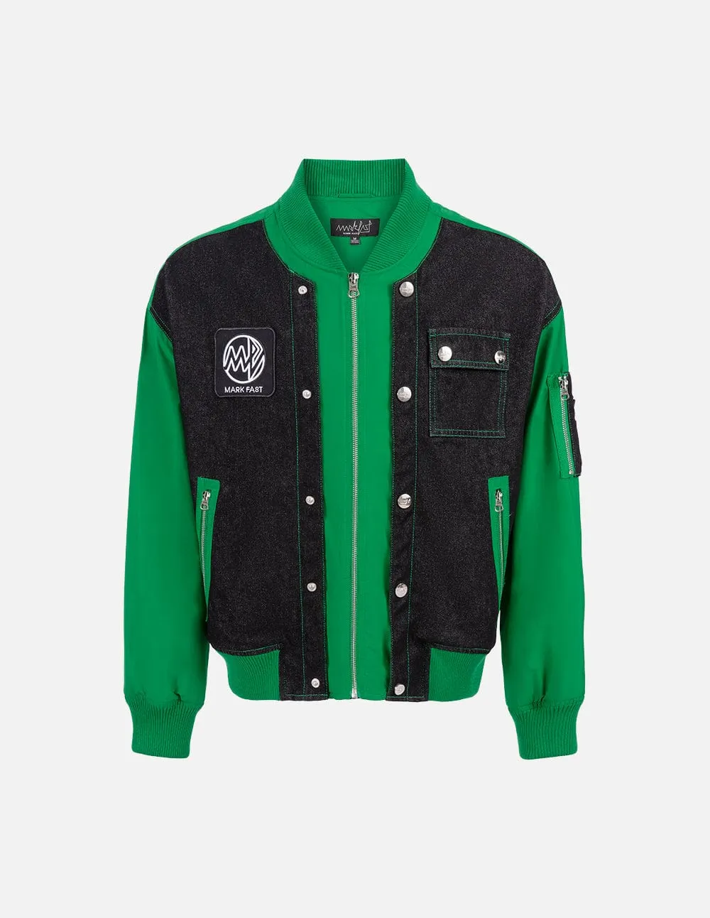 Men's Patchwork Washed Baseball Denim Jacket