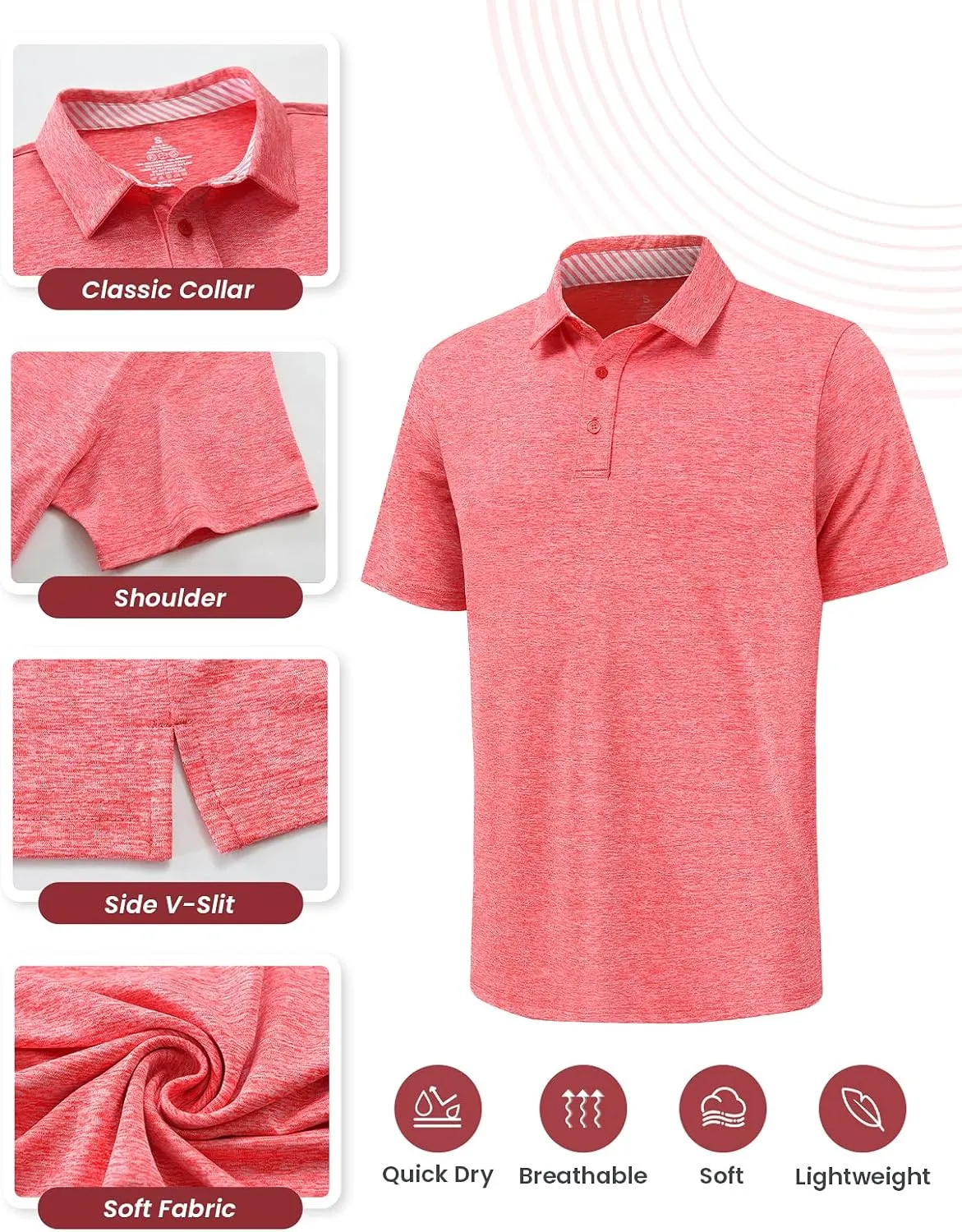Men's Performance Moisture Wicking Quick Dry Classic Shirts